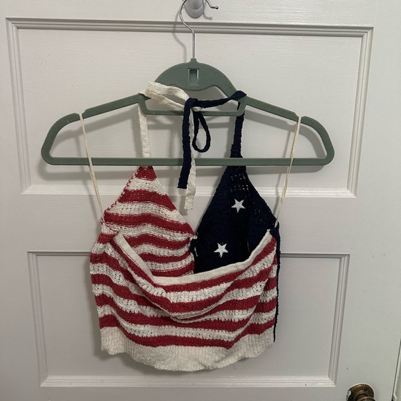 American Eagle Patriotic American Flag Crop Top - Size Medium - Picture 3 of 3